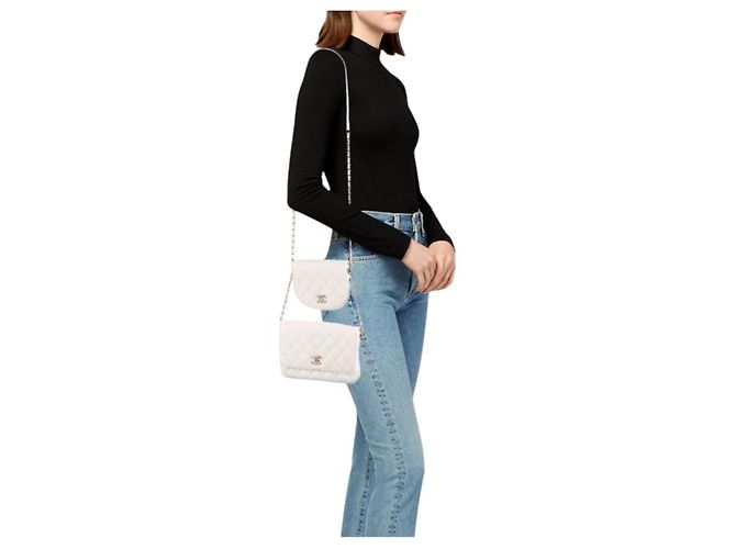 Chanel Lambskin Quilted Side-Packs bianco - vista 2