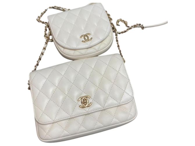 Chanel Lambskin Quilted Side-Packs bianco - vista 5