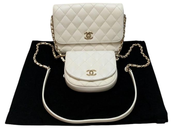 Chanel Lambskin Quilted Side-Packs bianco - vista 7