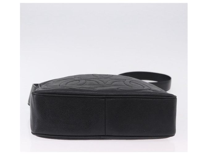 Borsa a tracolla CHANEL Trip Luco co in pelle nera e oro CC Auth ka5247 Nero D'oro - vista 10