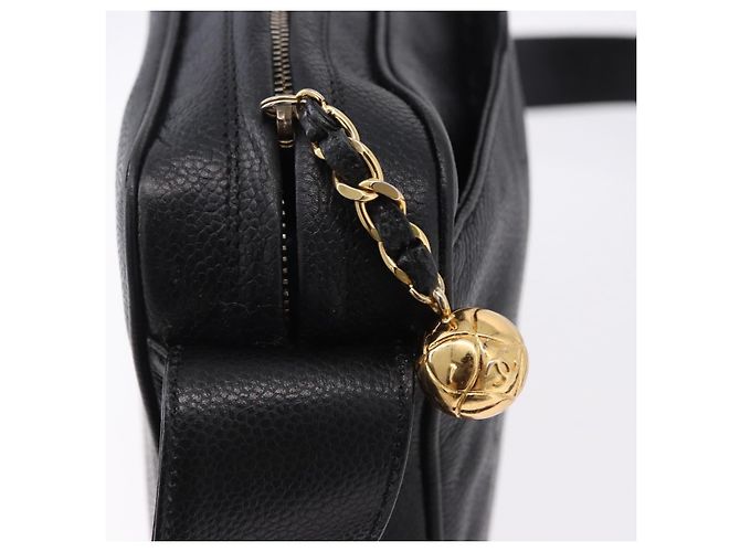 Borsa a tracolla CHANEL Trip Luco co in pelle nera e oro CC Auth ka5247 Nero D'oro - vista 15