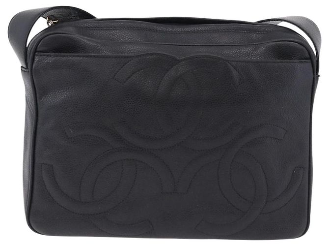 Borsa a tracolla CHANEL Trip Luco co in pelle nera e oro CC Auth ka5247 Nero D'oro - vista 2