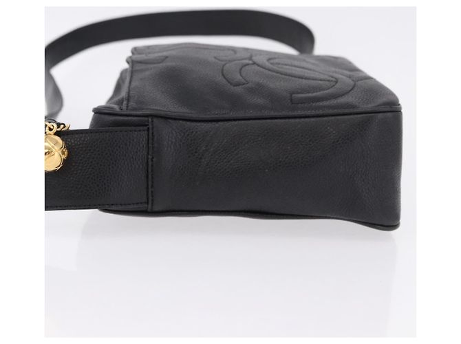 Borsa a tracolla CHANEL Trip Luco co in pelle nera e oro CC Auth ka5247 Nero D'oro - vista 5