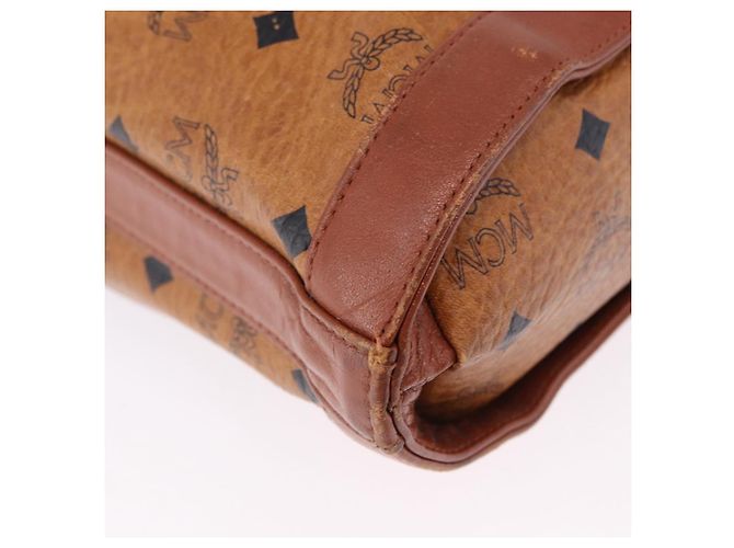 Borsa a Spalla MCM Vicetos Logogram PVC Pelle Marrone Oro Auth 192237 D'oro - vista 11