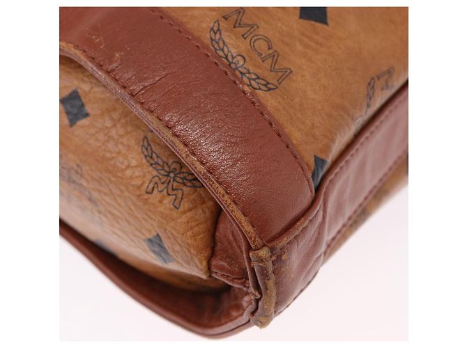 Borsa a Spalla MCM Vicetos Logogram PVC Pelle Marrone Oro Auth 192237 D'oro - vista 12