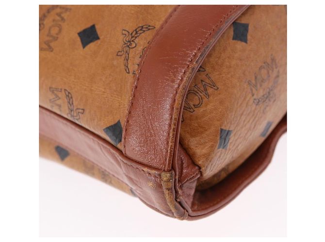 Borsa a Spalla MCM Vicetos Logogram PVC Pelle Marrone Oro Auth 192237 D'oro - vista 13