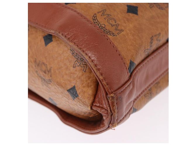 Borsa a Spalla MCM Vicetos Logogram PVC Pelle Marrone Oro Auth 192237 D'oro - vista 14