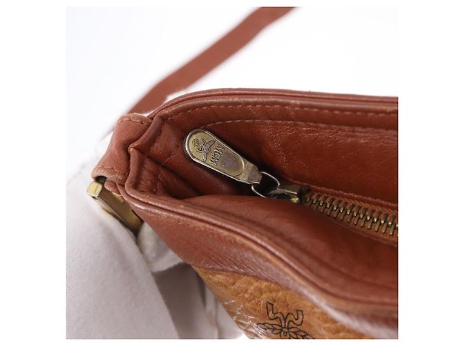 Borsa a Spalla MCM Vicetos Logogram PVC Pelle Marrone Oro Auth 192237 D'oro - vista 16