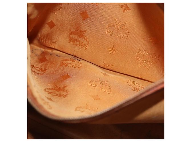 Borsa a Spalla MCM Vicetos Logogram PVC Pelle Marrone Oro Auth 192237 D'oro - vista 22