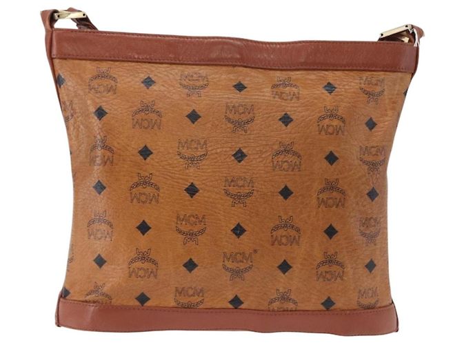 Borsa a Spalla MCM Vicetos Logogram PVC Pelle Marrone Oro Auth 192237 D'oro - vista 3