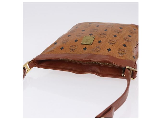 Borsa a Spalla MCM Vicetos Logogram PVC Pelle Marrone Oro Auth 192237 D'oro - vista 7