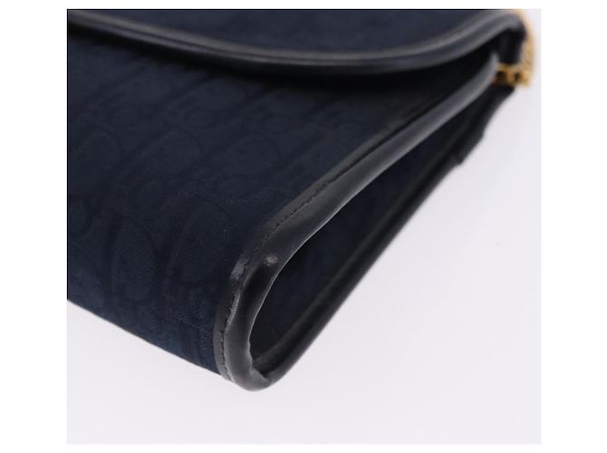 Borsa a tracolla con catena in tela Christian Dior Trotter Navy Gold Auth BA14376 D'oro Blu navy - vista 11