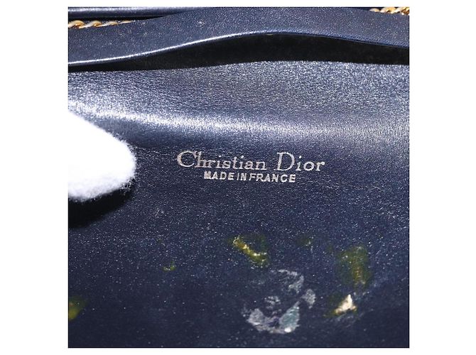 Borsa a tracolla con catena in tela Christian Dior Trotter Navy Gold Auth BA14376 D'oro Blu navy - vista 16
