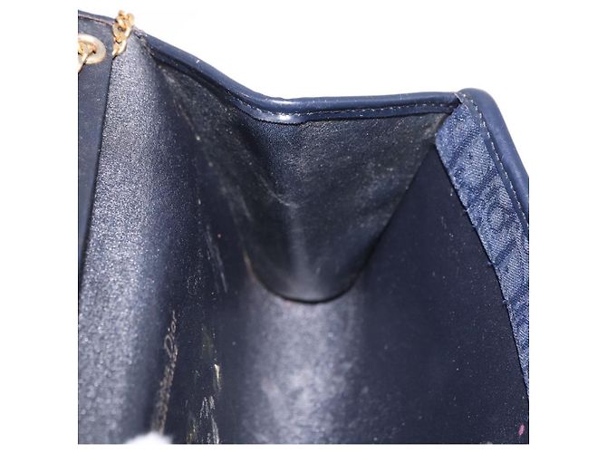Borsa a tracolla con catena in tela Christian Dior Trotter Navy Gold Auth BA14376 D'oro Blu navy - vista 18