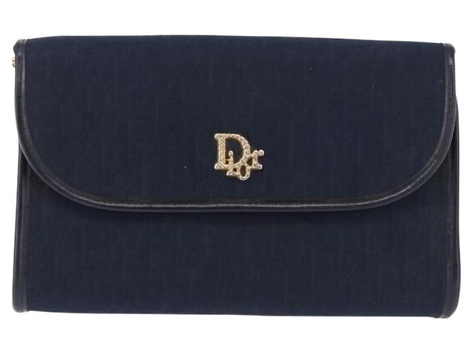 Borsa a tracolla con catena in tela Christian Dior Trotter Navy Gold Auth BA14376 D'oro Blu navy - vista 2