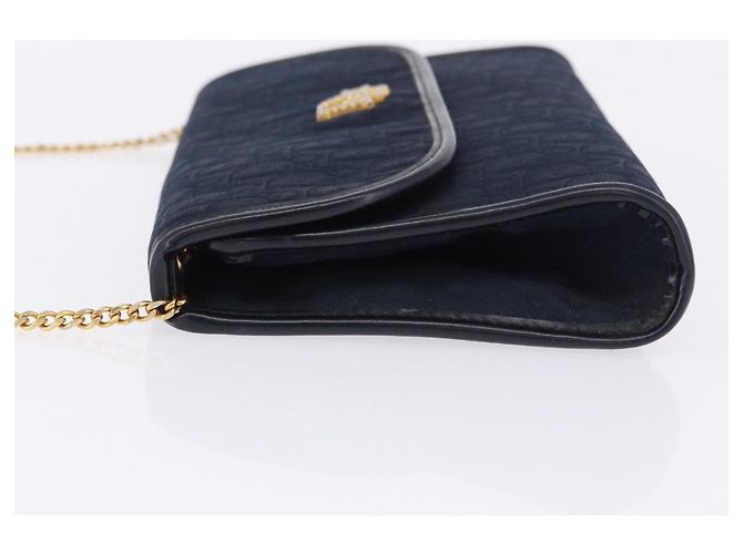 Borsa a tracolla con catena in tela Christian Dior Trotter Navy Gold Auth BA14376 D'oro Blu navy - vista 5