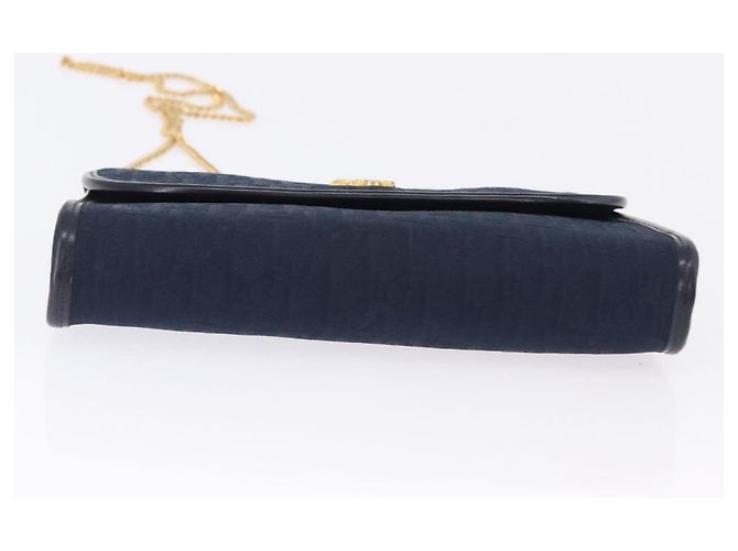 Borsa a tracolla con catena in tela Christian Dior Trotter Navy Gold Auth BA14376 D'oro Blu navy - vista 9