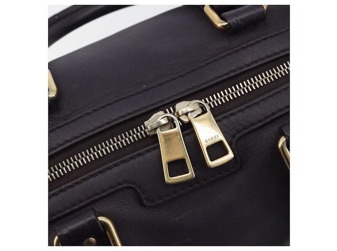 Bolsa Boston GUCCI GG Canvas Guccissima Couro Roxo Ouro 269876 Auth 190349A Dourado - vista 17
