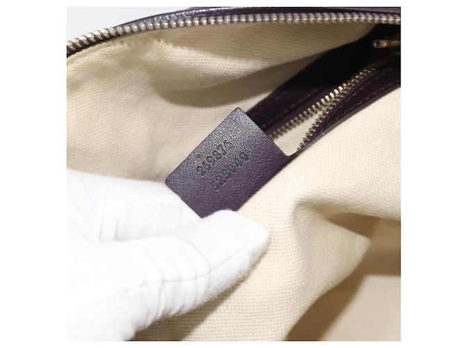 Bolsa Boston GUCCI GG Canvas Guccissima Couro Roxo Ouro 269876 Auth 190349A Dourado - vista 24