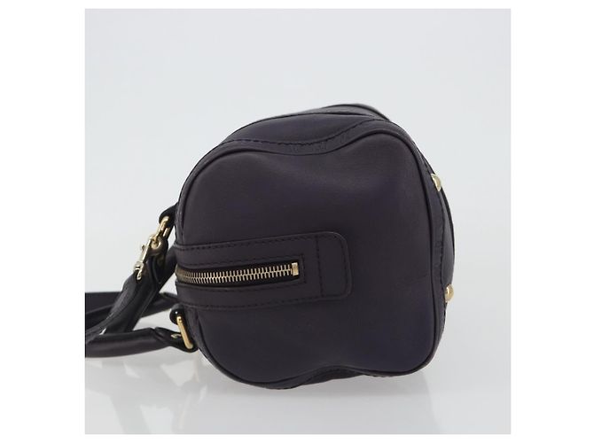 Bolsa Boston GUCCI GG Canvas Guccissima Couro Roxo Ouro 269876 Auth 190349A Dourado - vista 5