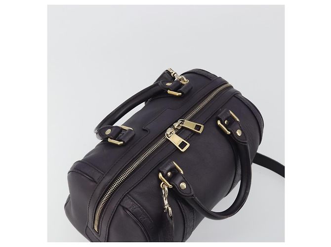 Bolsa Boston GUCCI GG Canvas Guccissima Couro Roxo Ouro 269876 Auth 190349A Dourado - vista 6