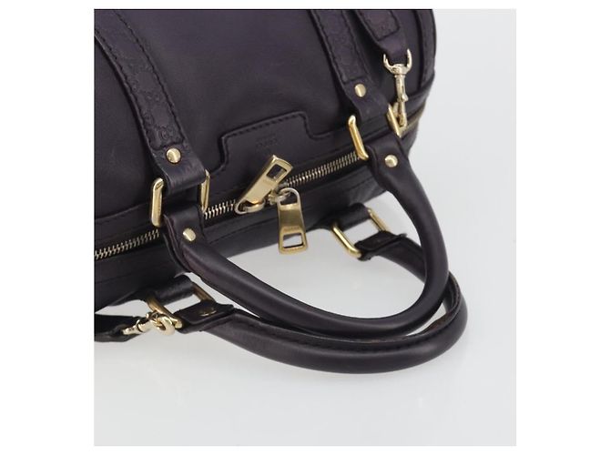 Bolsa Boston GUCCI GG Canvas Guccissima Couro Roxo Ouro 269876 Auth 190349A Dourado - vista 7