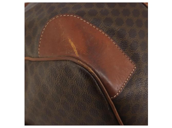 Céline Borsa Boston CELINE Macadam Canvas PVC Pelle Marrone Oro Auth 186570 D'oro - vista 13