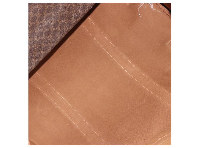 Céline Borsa Boston CELINE Macadam Canvas PVC Pelle Marrone Oro Auth 186570 D'oro - vista 19