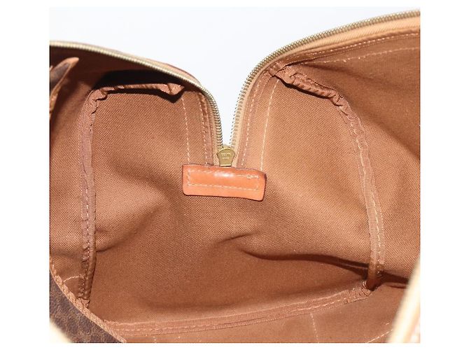 Céline Borsa Boston CELINE Macadam Canvas PVC Pelle Marrone Oro Auth 186570 D'oro - vista 20