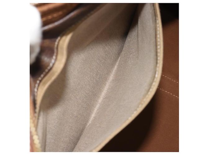 Céline Borsa Boston CELINE Macadam Canvas PVC Pelle Marrone Oro Auth 186570 D'oro - vista 23
