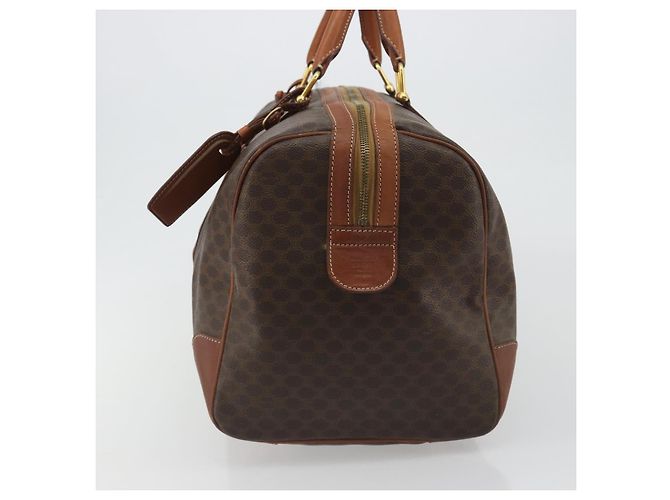 Céline Borsa Boston CELINE Macadam Canvas PVC Pelle Marrone Oro Auth 186570 D'oro - vista 5