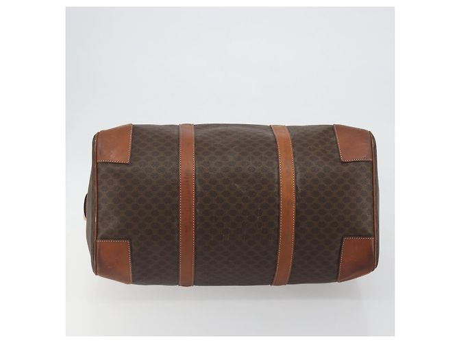 Céline Borsa Boston CELINE Macadam Canvas PVC Pelle Marrone Oro Auth 186570 D'oro - vista 9