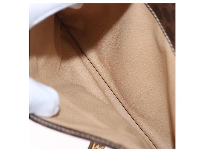 Céline Borsa a Mano CELINE Macadam Canvas PVC Pelle Marrone Oro Auth ka5248A D'oro - vista 22