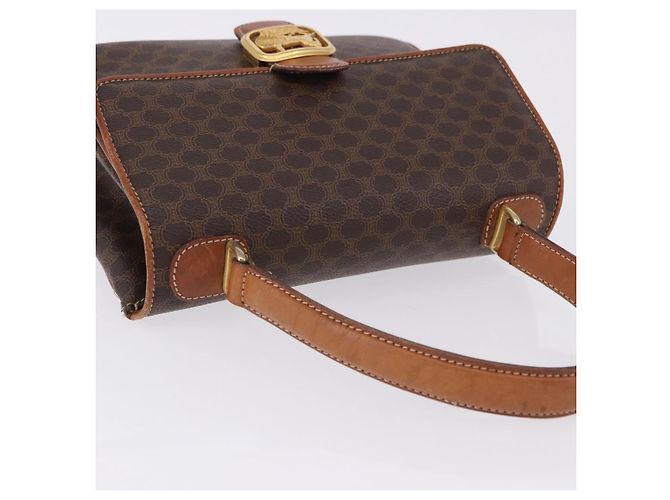 Céline Borsa a Mano CELINE Macadam Canvas PVC Pelle Marrone Oro Auth ka5248A D'oro - vista 7