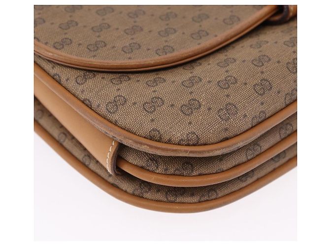 Borsa a tracolla GUCCI Micro GG Supreme PVC Beige Oro 001 406 1780 Auth BA14455 D'oro - vista 10