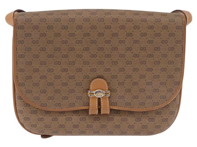 Borsa a tracolla GUCCI Micro GG Supreme PVC Beige Oro 001 406 1780 Auth BA14455 D'oro - vista 2