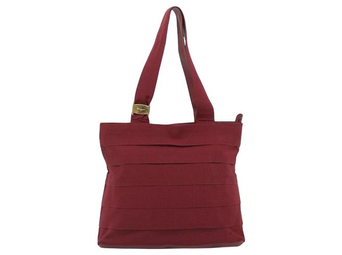 Salvatore Ferragamo Tote Bag Canvas Bordeaux Gold Auth ar14084 - Ansicht 2
