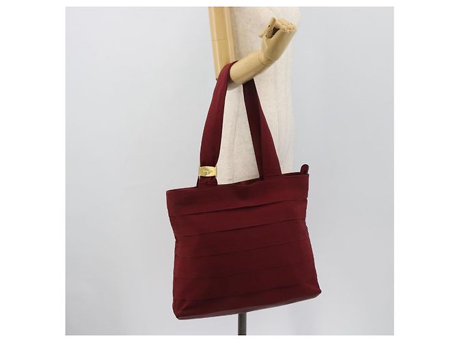 Salvatore Ferragamo Tote Bag Canvas Bordeaux Gold Auth ar14084 - Ansicht 21