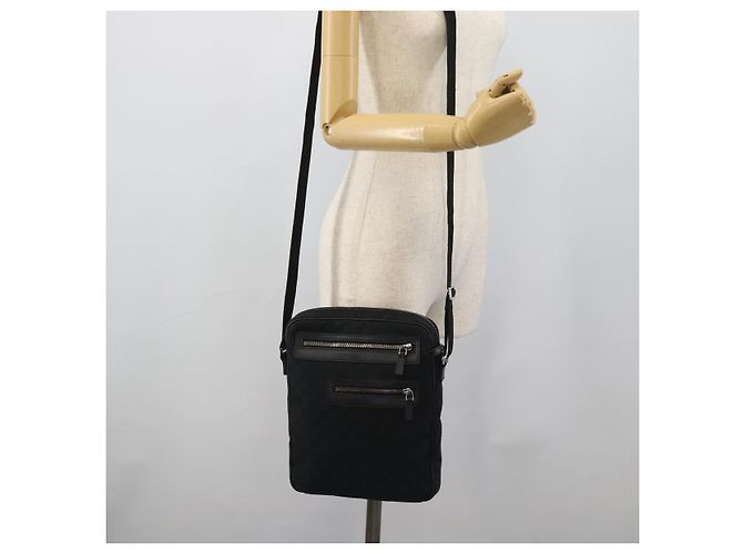 Borsa a Spalla GUCCI GG Canvas Nera Argento 92551 Auth 192749 Nero - vista 25