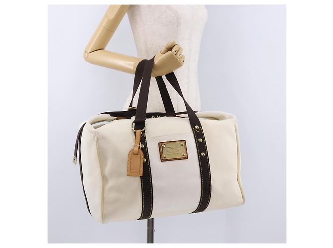 LOUIS VUITTON Antigua Suc weekend Boston Bag White M40030 LV Auth fm5381 Bianco - vista 25