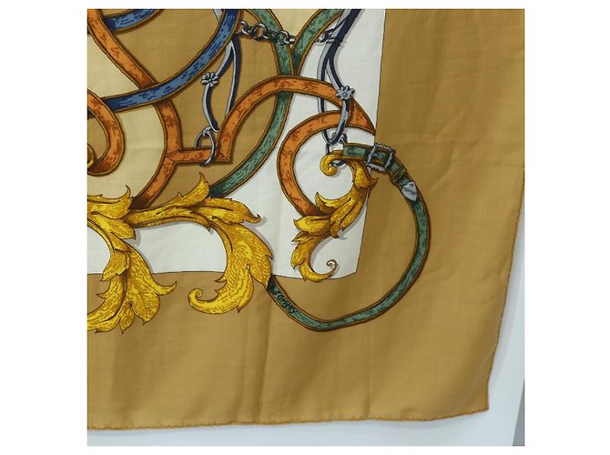 Hermès HERMES Carré 140 Sciarpa "LINSTRVCTON DU ROY" Cashmere Marrone Autentico hk3924V - vista 10