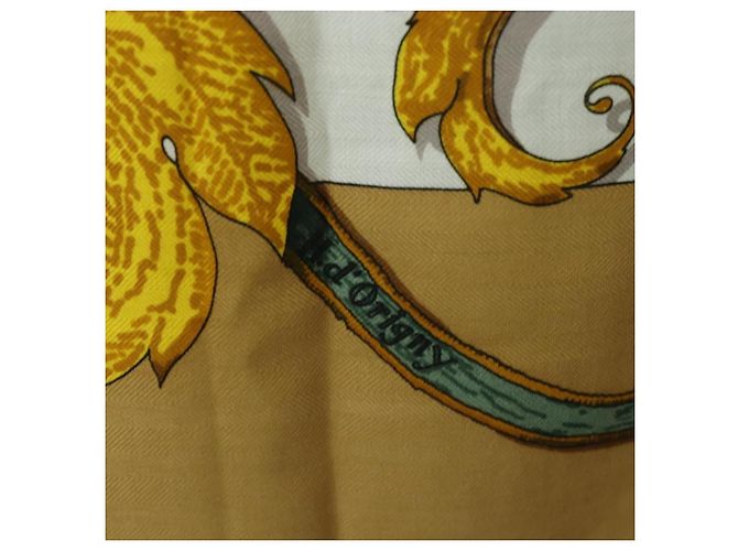 Hermès HERMES Carré 140 Sciarpa "LINSTRVCTON DU ROY" Cashmere Marrone Autentico hk3924V - vista 14