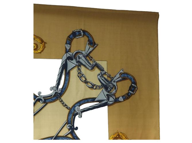 Hermès HERMES Carré 140 Sciarpa "LINSTRVCTON DU ROY" Cashmere Marrone Autentico hk3924V - vista 4