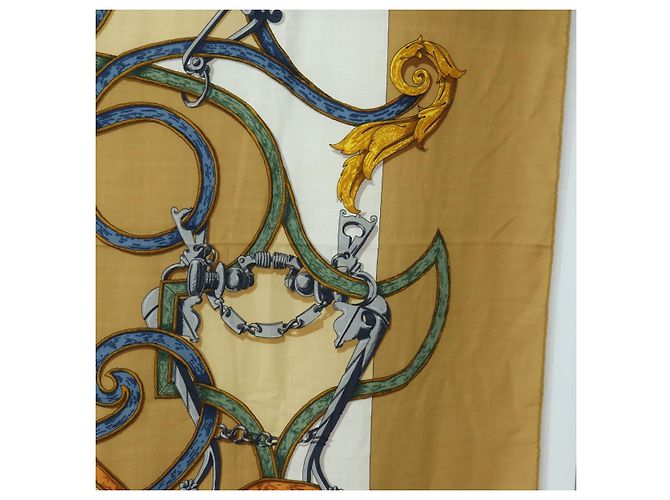 Hermès HERMES Carré 140 Sciarpa "LINSTRVCTON DU ROY" Cashmere Marrone Autentico hk3924V - vista 7