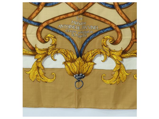 Hermès HERMES Carré 140 Sciarpa "LINSTRVCTON DU ROY" Cashmere Marrone Autentico hk3924V - vista 9