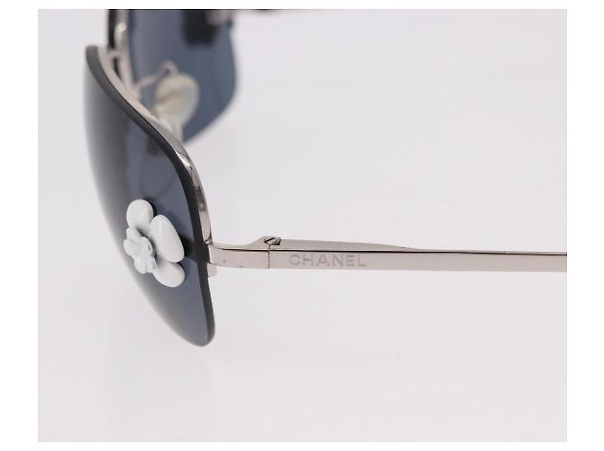 Gafas de sol CHANEL Camelia Metal Light Blue Silver CC Auth SW2597V Plata Azul claro - vista 7