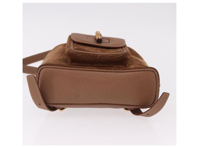 Zaino GUCCI Bamboo Scamosciato Marrone Oro 003 1705 0030 Auth 191888 D'oro - vista 11