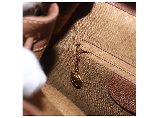 Zaino GUCCI Bamboo Scamosciato Marrone Oro 003 1705 0030 Auth 191888 D'oro - vista 22