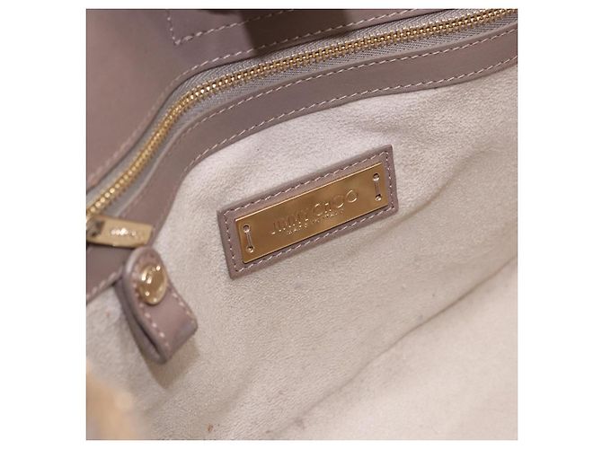 Borsa Jimmy Choo Riley Small Star Studs in pelle grigia e oro Auth bs36088 Marrone D'oro - vista 16