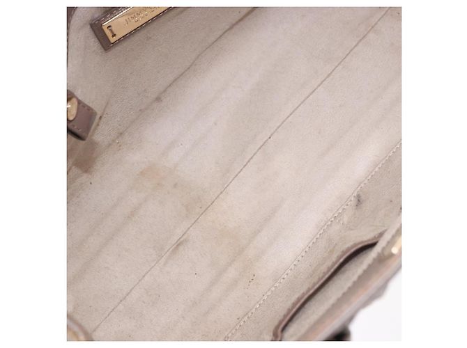 Borsa Jimmy Choo Riley Small Star Studs in pelle grigia e oro Auth bs36088 Marrone D'oro - vista 17